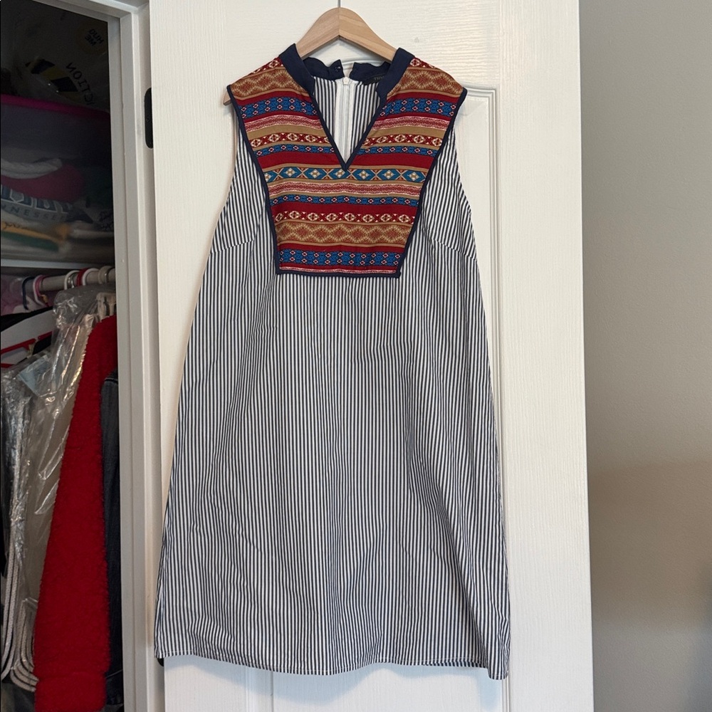 THML Navy and Red Patterned Dress